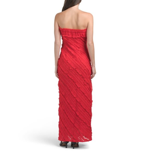 ENDLESS ROSE Red Strapless Ruffled Maxi Dress - Picture 2 of 2